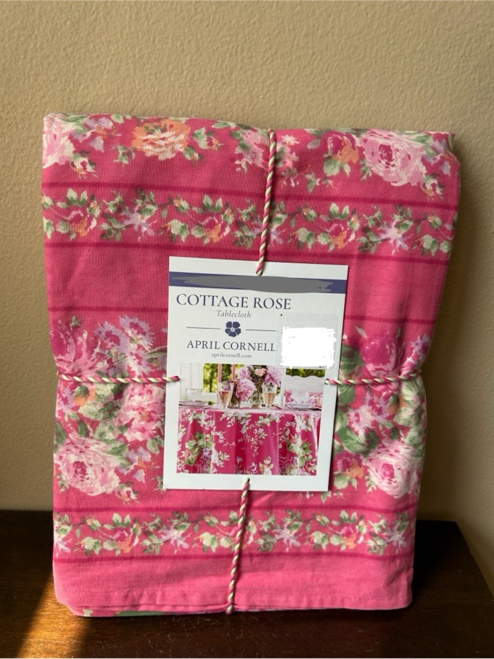 April Cornell Cotton Tablecloth Cottage Rose 60”x 120” Oblong Floral Spring New